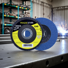 Flap Disc 115 mm G40 Fibra Reto Azul Aço e Inox Tradestar
