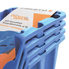 Kit 4 Gavetas Empilhaveis N5 Azul Presto