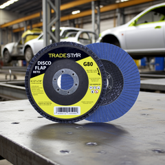 Disco Flap 115 mm G80 Fibra Reto Azul Aço e Inox Tradestar
