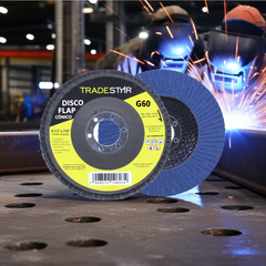 Disco Flap 115 mm G60 Fibra Cônico Azul Aço e Inox Tradestar