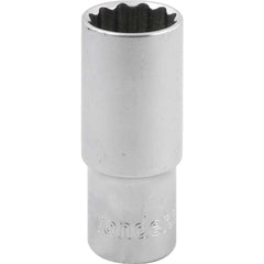 Soquete Estriado Encaixe 1/2" 24mm Longo Aço Cromo Vanádio Vonder 76mm Cromado Fosco Profissional