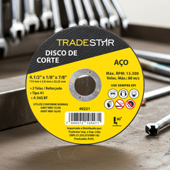 Disco de Corte 115 x 3 mm  Furo 7/8" mm Metal Pro Tradestar