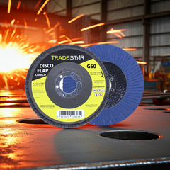 Disco Flap 115 mm G60 Fibra Cônico Azul Aço e Inox Tradestar