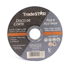 Disco de Corte 115 x 1,2 mm Furo 7/8" Aço e Inox Tradestar