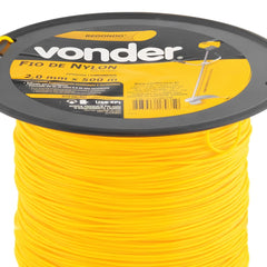 Fio de Nylon 2,0mm x 500m Redondo para Roçadeiras e Aparadores Vonder Rolo Amarelo Universal