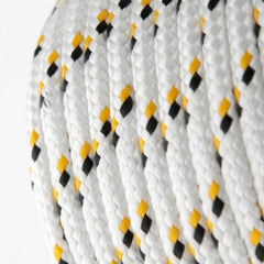 Corda Multifilamento Trançada Vonder 10,0mm  x 220 m 10,0kg Branca Detalhes em Preto e Amarelo