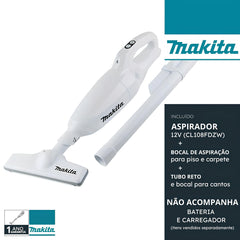 Aspirador de Pó 600ML 12V Sem Bateria Sem Carregador CL108FDZW Makita