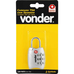 Cadeado com Segredo 3 Algarismo TSA Prata Vonder