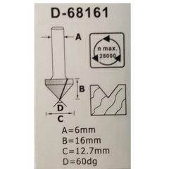 Fresa Ponta V Haste 6 mm x 48 mm D-68161 Makita