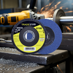 Disco Flap 115 mm G100 Fibra Reto Azul Aço e Inox Tradestar