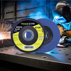 Disco Flap 115 mm G100 Fibra Reto Azul Aço e Inox Tradestar