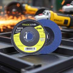 Disco Flap 115 mm G100 Fibra Conico Azul Aço e Inox Tradestar