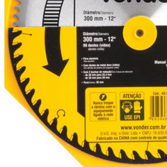 Lâmina Serra Circular Vídea 300x30x2,9mm 96D 4400 Rpm Vonder