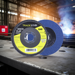 Disco Flap 115 mm G40 Fibra Cônico Azul Aço e Inox Tradestar