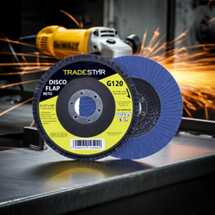 Disco Flap 115 mm G120 Fibra Reto Azul Aço e Inox Tradestar