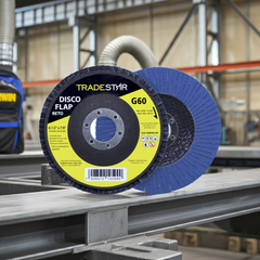 Disco Flap 115 mm G60 Fibra Reto Azul Aço e Inox Tradestar
