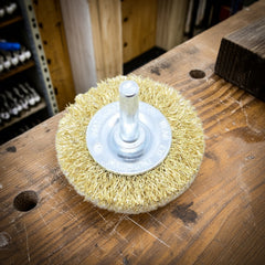 Escova Circular 50 x 8 mm Aço Latonado com Haste Tradestar