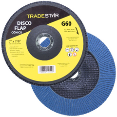 Disco Flap 180 mm G60 Fibra Cônico Azul Aço e Inox Tradestar