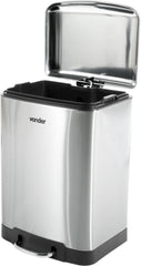 Lixeira Retangular 12 Litros Inox Cinza Vonder