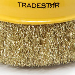 Escova Copo 4'' Aço Latonado Ondulado Rosca M14 Tradestar