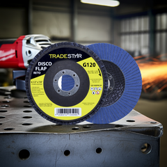 Disco Flap 115 mm G120 Fibra Reto Azul Aço e Inox Tradestar