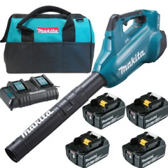 Soprador de Folhas DUB362Z, 4 Baterias BL1850B (5,0Ah), Carregador DC18SH Bivolt e Bolsa Makita