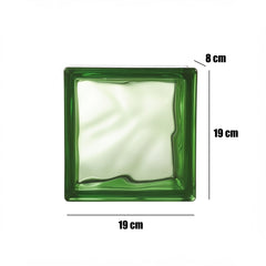 Tijolo de Vidro 19 x 19 x 8 cm Cloudy S-Color Verde 06 Unidades Tradestar