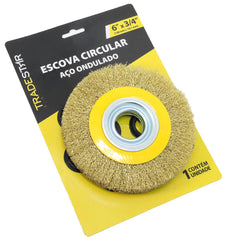 Escova Circular 6 x 3/4'' Aço Latonado Ondulado Tradestar