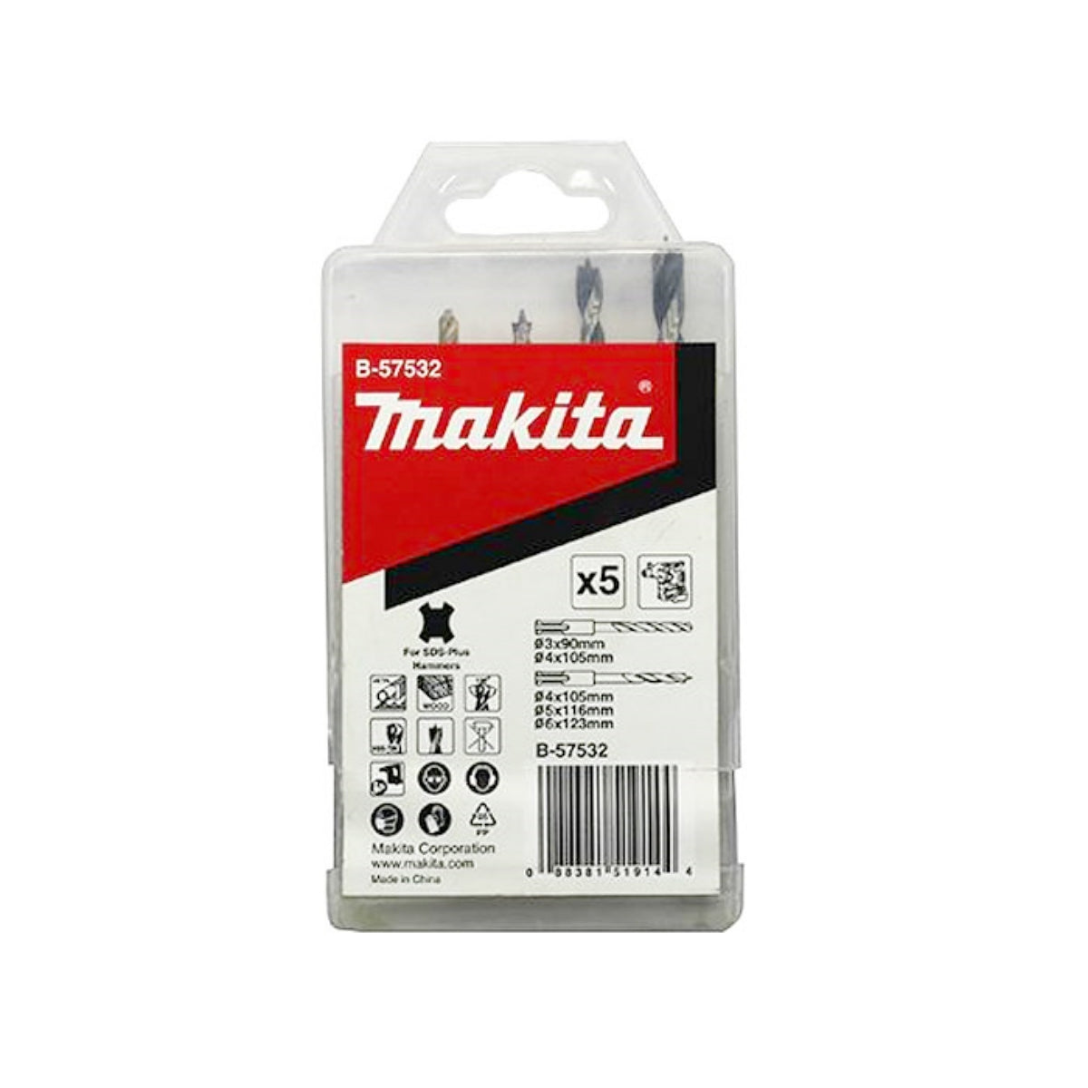 Conjunto de Brocas Sds-Plus para Metal Mad-5 Peças Makita
