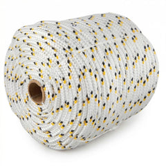 Corda Multifilamento Trançada Vonder 10,0mm  x 220 m 10,0kg Branca Detalhes em Preto e Amarelo