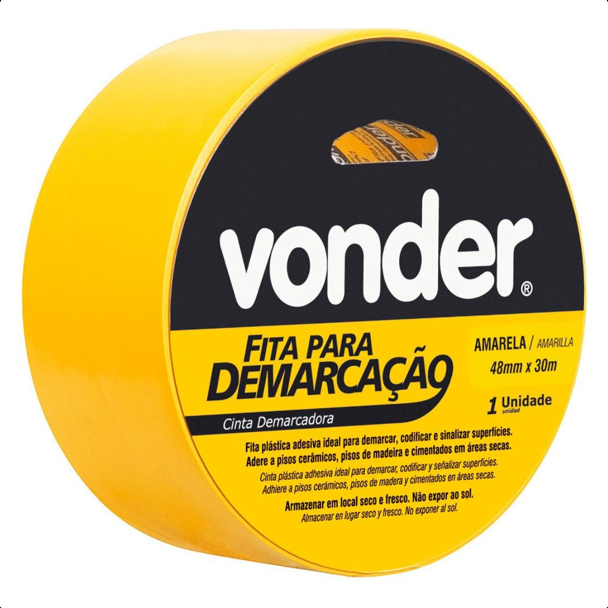 Fita para demarcação de solo 48mmx30m amarela Vonder