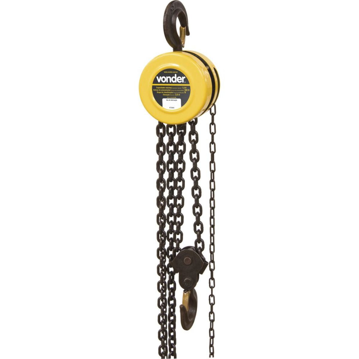 Talha Manual 1 Ton Elevação 3m Vonder com Corrente Gancho