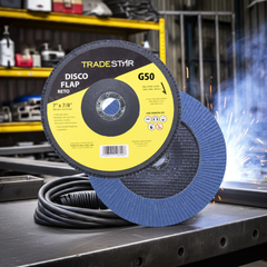 Disco Flap 180 mm G50 Fibra Reto Azul Aço e Inox Tradestar