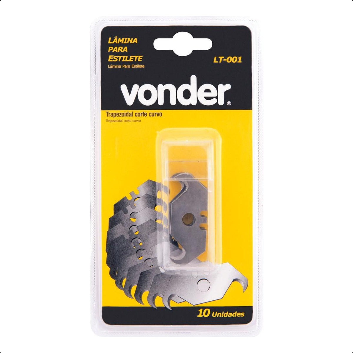 Lâmina estilete trapezoidal corte curvo c/ 10 pç cart Vonder - Guimepa
