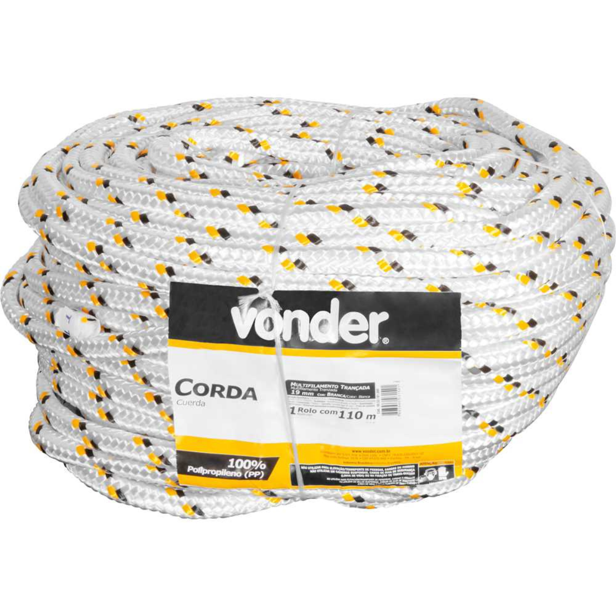 Corda Multifilamento Trançada 19,0mm 17,5kg 110 Metros Branc