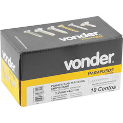 Parafuso Madeira 3,0 x 40 mm Chipboard Bicromatizado 1000 Peças Vonder