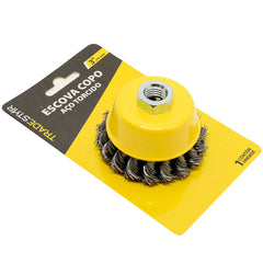 Escova Copo 3'' Aço Torcido Rosca M14 Tradestar