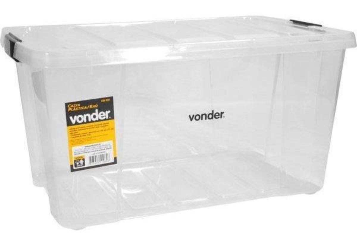 Caixa plástica ferram baú 620x405x317mm transp Vonder