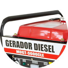 Gerador Diesel 5 KVA Trifásico 220/380V MDGT-5000CLE Motomil 10hp 12,5L AVR Partida Elétrica Manual