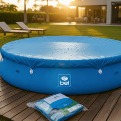 Capa Cobertura Piscina Inflável Bel Lazer 4,57m 11000L PE Azul  Redonda Proteção Folhas Sujeira