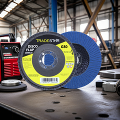 Disco Flap 115 mm G80 Fibra Conico Azul Aço e Inox Tradestar