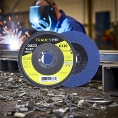 Disco Flap 115 mm G120 Fibra Cônico Azul Aço e Inox Tradestar