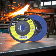 Disco Flap 115 mm G60 Fibra Cônico Azul Aço e Inox Tradestar
