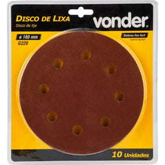 Disco Lixa 180 mm G220 com 10 Peças Vonder