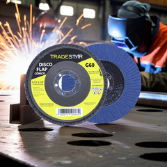 Disco Flap 115 mm G60 Fibra Cônico Azul Aço e Inox Tradestar