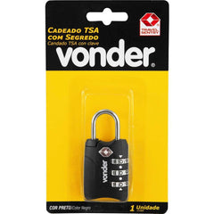 Cadeado com Segredo 3 Algarismo TSA Preto Vonder