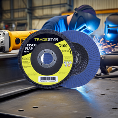 Disco Flap 115 mm G100 Fibra Reto Azul Aço e Inox Tradestar