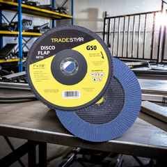 Disco Flap 180 mm G50 Fibra Reto Azul Aço e Inox Tradestar