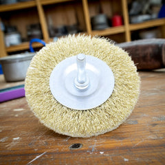 Escova Circular 75 x 10 mm Aço Latonado com Haste Tradestar
