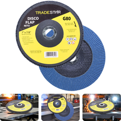 Disco Flap 180 mm G80 Fibra Reto Azul Aço e Inox Tradestar
